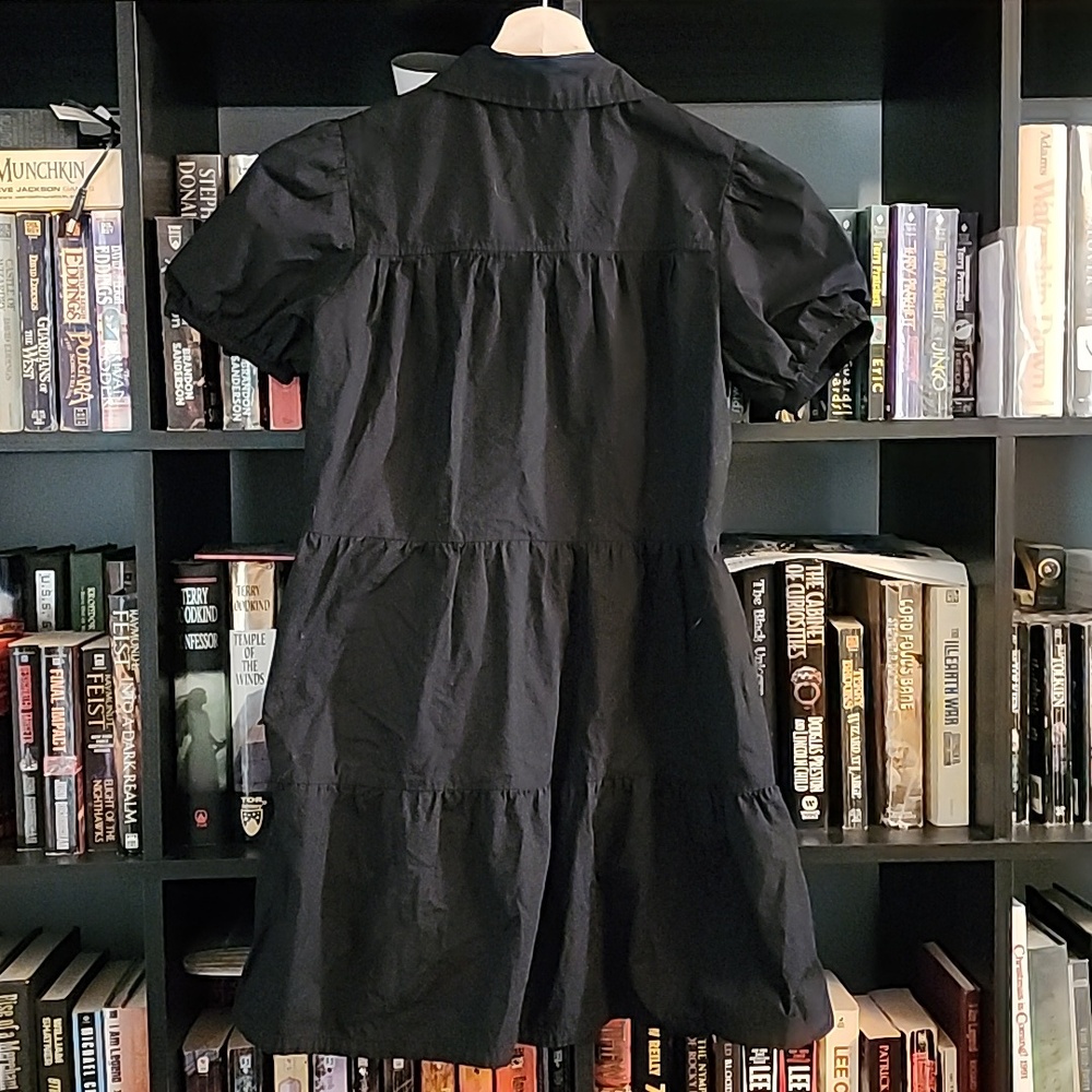 Planet Gold Black Tiered Button-Front Mini Dress - Picture 2 of 5